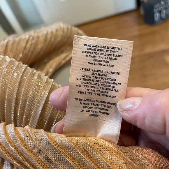 Anthropologie Maeve peach metallic accordion midiskirt S - Picture 13 of 13